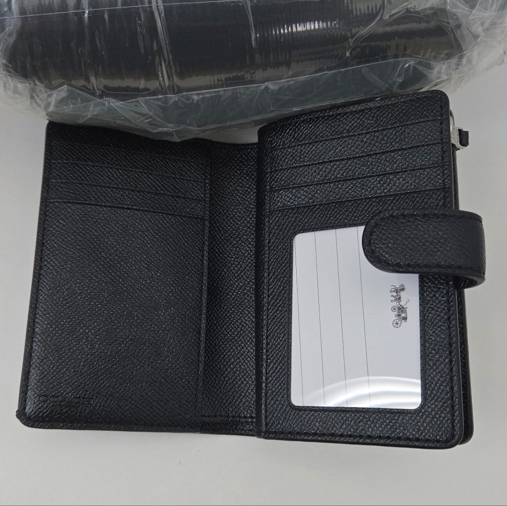 Coach Womens Medium Corner Zip Black Wallet - Picture 3 of 6